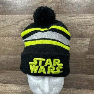 Star Wars Lucasfilm Disney Beanie Winter Hat Black Gray Yellow One Size